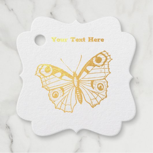 Gouden tekening van sierlijke  monarchvlinder bedankjes labels (Voorkant)