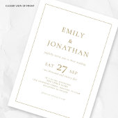 Gouden Tekst 3 Foto's Lijn Rand QR Code Huwelijk Kaart