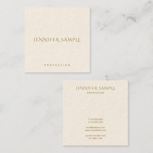Gouden Tekst Aangepaste Sjabloon Elegant Vierkant Vierkante Visitekaartje (Voorkant / Achterkant)