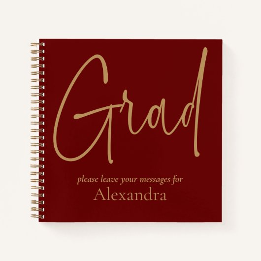Gouden Tekst Afstudeerder Naam Afstuderen Bourgond Notitieboek (Voorkant)