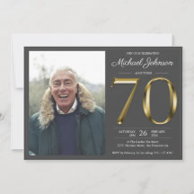 Gouden Tekst Donkergrijs Classy Foto 70e Verjaarda