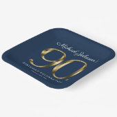 Gouden Tekst Elegante Custom Navy Blue 90ste verja Papieren Bordje (Gebogen)