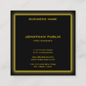 Gouden tekst Elegante zwarte professionele Sjabloo Vierkante Visitekaartje (Achterkant)