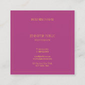 Gouden Tekst Lijst Elegante Professionele Sjabloon Vierkante Visitekaartje (Achterkant)