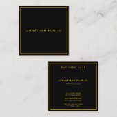 Gouden Tekst Lijst Modern Elegant Zwart Sjabloon Vierkante Visitekaartje (Voorkant / Achterkant)
