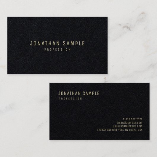 Gouden tekst Modern Elegant Minimalistisch Premium Visitekaartje (Voorkant / Achterkant)