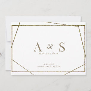 Gouden Tekst Monogram Geometrische Trouw Save the  Date