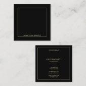 Gouden Tekst Naam Elegant Zwart Sjabloon Modern Vierkante Visitekaartje (Voorkant / Achterkant)