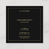 Gouden Tekst Naam Elegant Zwart Sjabloon Modern Vierkante Visitekaartje (Achterkant)