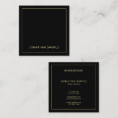 Gouden Tekst Naam Elegant Zwart Sjabloon Professio Vierkante Visitekaartje (Voorkant / Achterkant)