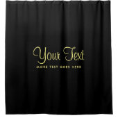 Gouden tekst Naam Modern Elegant Sjabloon Zwart Douchegordijn (Voorkant)