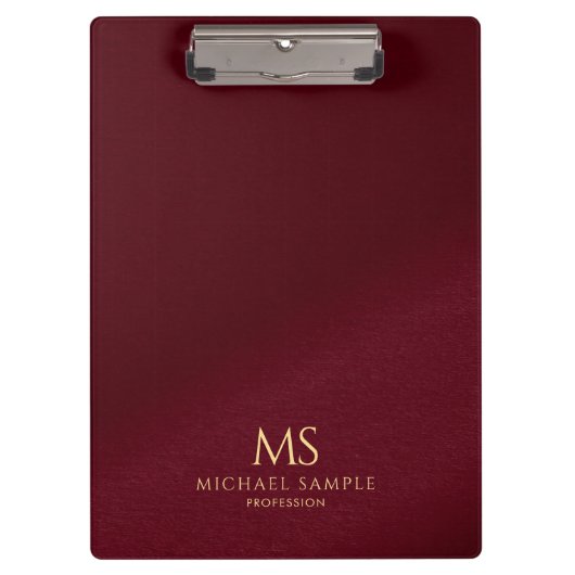 Gouden tekst naam monogram gepersonaliseerd elegan klembord (Voorkant)