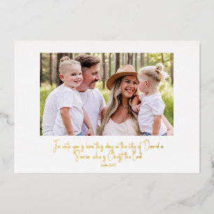 Gouden tekst Schriftgezin foto kerst Folie Feestdagenkaart