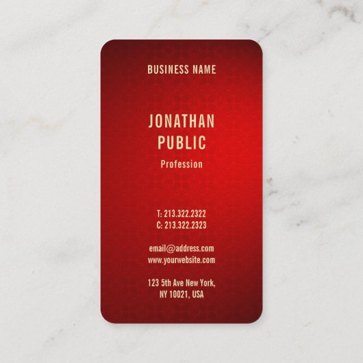 Gouden Tekst Sjabloon Professioneel Elegant Rood D Visitekaartje (Achterkant)
