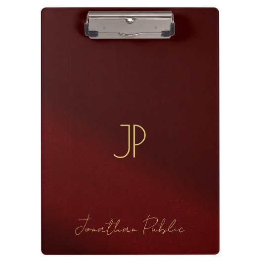 Gouden Tekst Typografie Script Naam Monogram Elega Klembord (Voorkant)