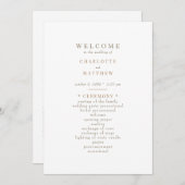 Gouden tekst Wit Trouwprogramma Kaart (Voorkant / Achterkant)