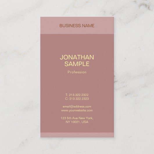 Gouden Tekstnaam Elegante Moderne Sjabloon Vertica Visitekaartje (Voorkant)