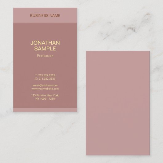 Gouden Tekstnaam Elegante Moderne Sjabloon Vertica Visitekaartje (Voorkant / Achterkant)