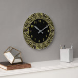 Gouden Tellers van de Grens van het art deco de Grote Klok<br><div class="desc">De Gouden Zwarte Griekse Zeer belangrijke Grens van het art deco,  de Gouden Klok van de Muur van Tellers  

 Een klassieke art deco gouden grens op een zwarte achtergrond.  De cijfertellers zijn ook in goud.</div>
