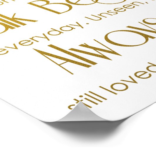 Gouden 'Ter nagedachtenis'-trouwbord Poster (Hoek)