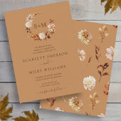 Gouden Terracotta Monogram Krans Bruiloft Kaart