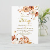 Gouden Terracotta Roest Kleur Bloemige Rustieke Br Kaart (Staand voorkant)