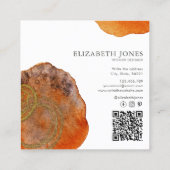 Gouden Terracotta Waterverf Interieur Designer Vierkante Visitekaartje (Achterkant)