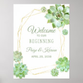 Gouden Terrarium Succulent Bruiloft Welkom Bord Poster (Voorkant)