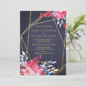 Gouden terrarium waterverf bloemenrode marinebrouw kaart (Staand voorkant)