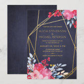 Gouden terrarium waterverf bloemenrode marinebrouw kaart (Voorkant / Achterkant)