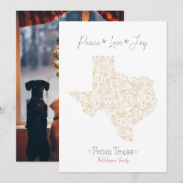 Gouden Texaans Kerstlijn Kunstpatroon Feestdagenkaart