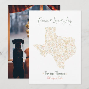 Gouden Texas Kerst Lijn Kunst Patroon Feestdagenkaart