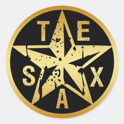 GOUDEN TEXAS STER RONDE STICKER (Voorkant)