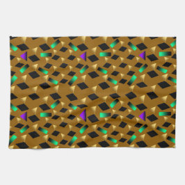 gouden textuur driehoeken zwarte diamanten en neon theedoek