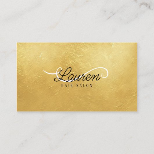 Gouden Textuur Haarsalon Haarstylist Salon Visitekaartje (Achterkant)