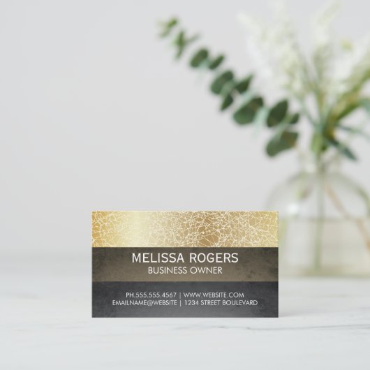 Gouden Textuur | Kleurenblokken | QR-code Visitekaartje (Staand voorkant)