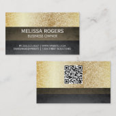 Gouden Textuur | Kleurenblokken | QR-code Visitekaartje (Voorkant / Achterkant)