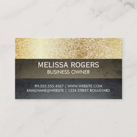 Gouden Textuur | Kleurenblokken | QR-code Visitekaartje (Voorkant)