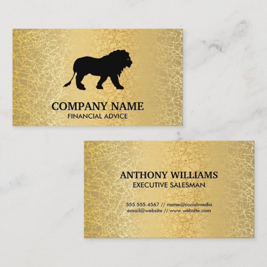 Gouden textuur Metallic / Lion Icon Visitekaartje (Voorkant / Achterkant)