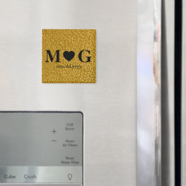 Gouden Textuur Monogram met Hartmagneet voor Liefd Magneet