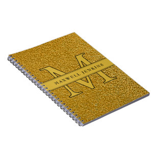 Gouden Textuur Notitieboek met Monogram & Naam