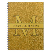Gouden Textuur Notitieboek met Monogram & Naam (Voorkant)