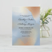 Gouden textuur op blauwe bruiloft kaart (Staand voorkant)