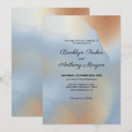 Gouden textuur op blauwe bruiloft kaart