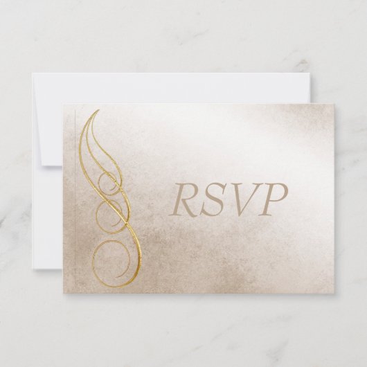 Gouden Textuur RSVP Kaartje (Voorkant)