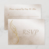 Gouden Textuur RSVP Kaartje (Voorkant / Achterkant)