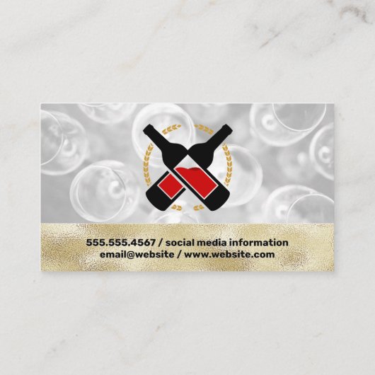 Gouden Textuur Wijnflessen Visitekaartje (Achterkant)