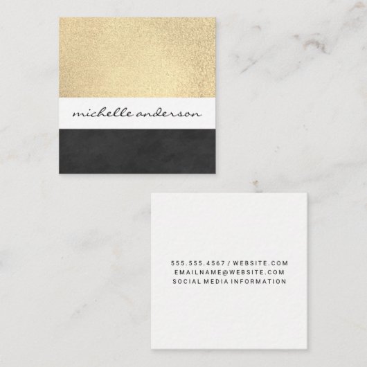 Gouden textuurkleurblokken | Modeontwerper Vierkante Visitekaartje (Voorkant / Achterkant)