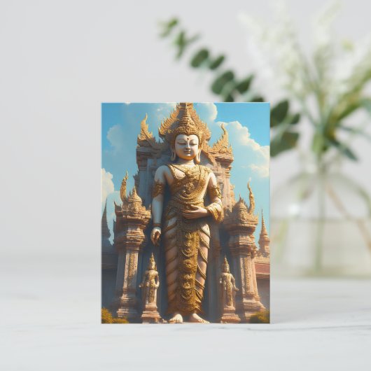 Gouden Thaise Tempelbewaker Briefkaart (Staand voorkant)