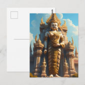 Gouden Thaise Tempelbewaker Briefkaart (Voorkant / Achterkant)